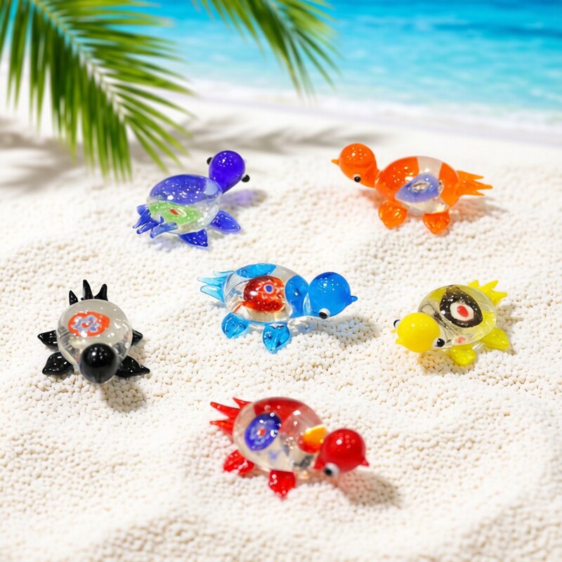1pc Mini Glass Turtle Figurine - Marine Aquarium Home 评论和价格