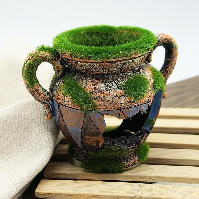 1pc Resin Vase with Moss Aquar - Marine Aquarium All In One 评论和价格